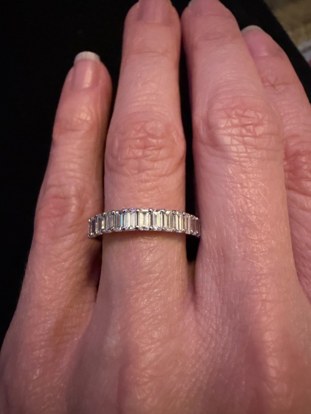 JB Star platinum emerald cut band Size 6